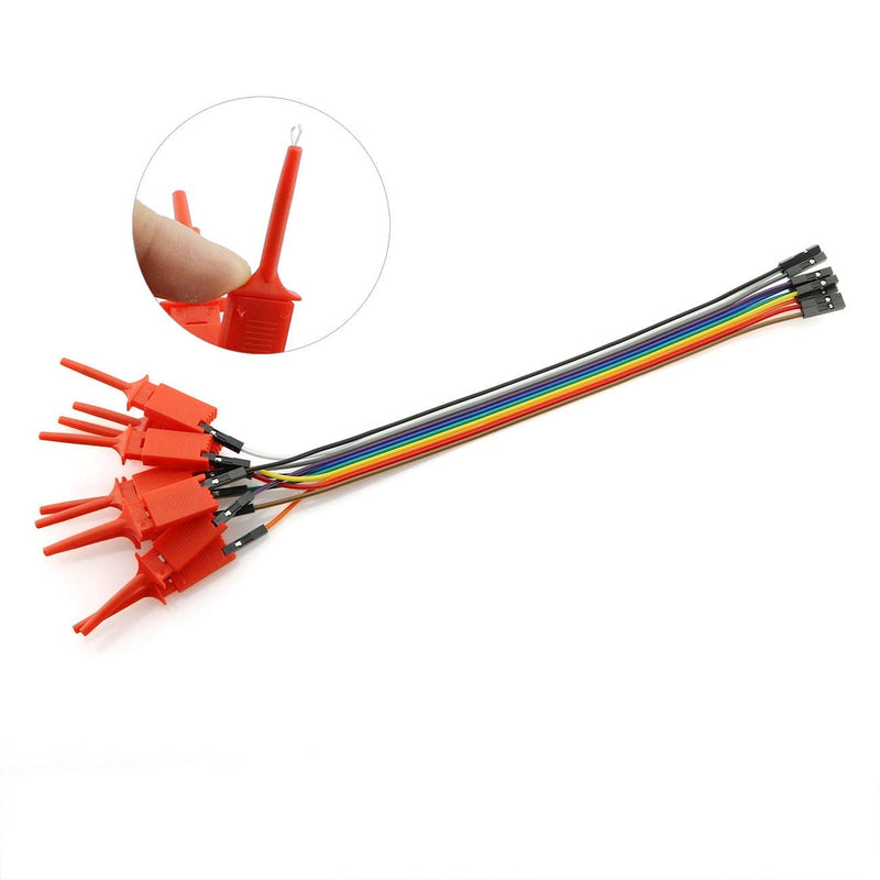 RuiLing 10 in 1 Test Probe Hook SMD IC Test Hook Clip Jumper Flat Small Grabber Logic Analyzer Testing Accessories Red 200mm