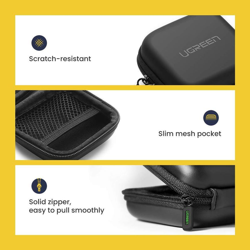 UGREEN Earbud Case Earphone Carrying Case Holder Storage Bag Headphone Mini Pouch Compatible for Wireless Beats Bose Earbuds Airpods Bluetooth Headset Wall Charger USB Adapter Cable with Carabiner