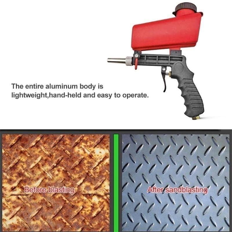 1/4" Air Sandblasting Gun, 90psi Gravity Pneumatic Sandblaster, Small Sandblasting Machine for Removing Paint, Stains, Rustproof Surfaces