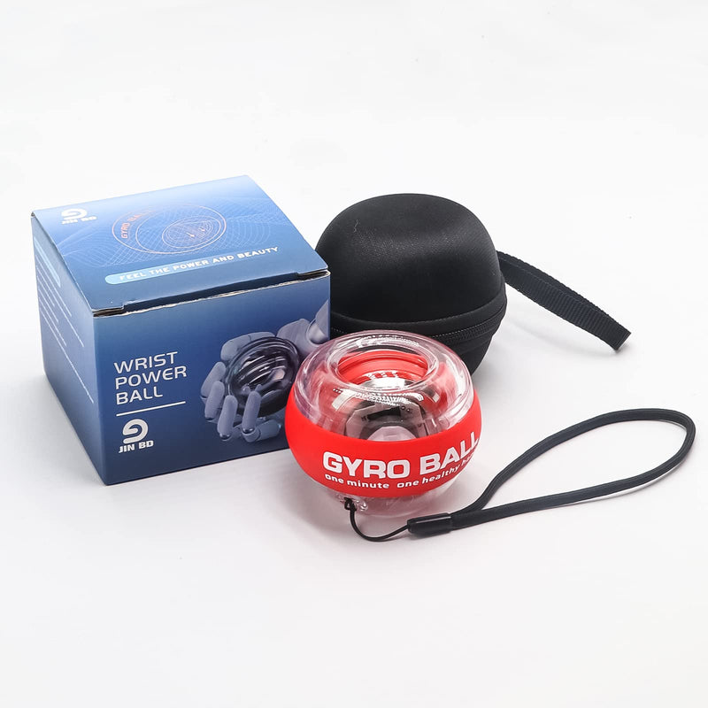 JIN BD Wrist Trainer Ball Auto-Start Wrist Strengthener Gyroscopic Forearm Exerciser Gyro Ball for Strengthen Arms, Fingers, Wrist Bones and Muscles Red