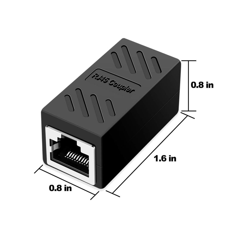 RJ45 Coupler Dingsun Female to Female Ethernet Coupler 2 Pack in-Line Coupler for Cat7 Cat6 Cat5 Cat5e Ethernet Cable Extender Adapter (Black) Black 2pcs