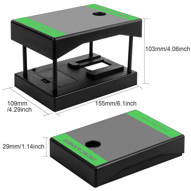 Rybozen Mobile Film and Slide Scanner, Lets You Scan and Play with Old 35mm Films & Slides Using Your Smartphone Camera, Fun Toys and Gifts with LED Backlight, Rugged Plastic Folding Scanner Black