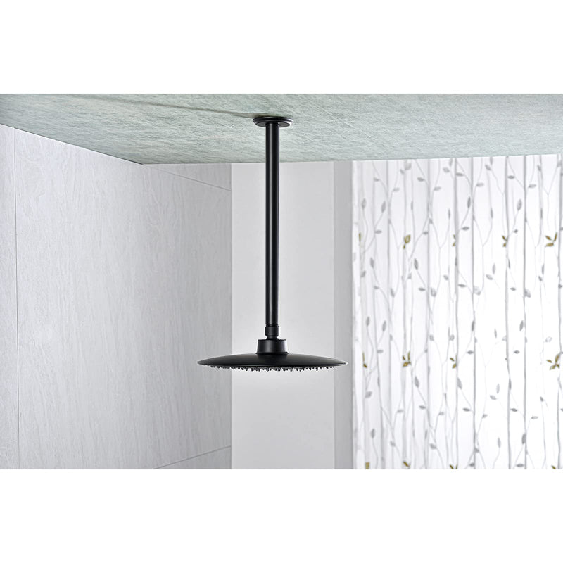 Anpean 12 Inch Shower Arm and Flange Matte Black, Ceiling Mounted Shower Arm for Rain Shower Head 12 Inches