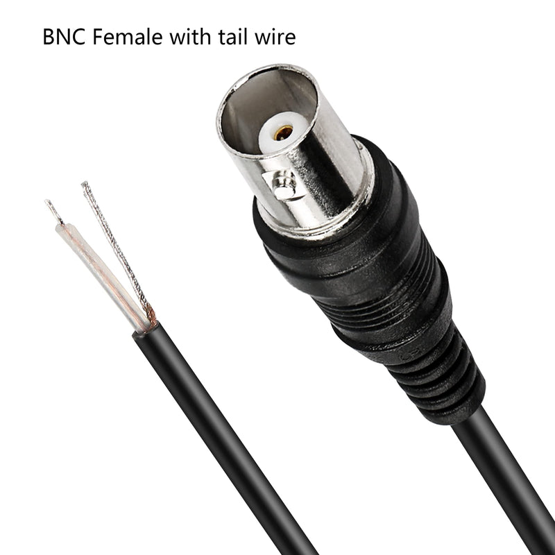 MEIRIYFA BNC Video Cable Female with Tail Wire, BNC Connector Plug Tail Line, Monitor Cable, Quick Connect BNC Connector Camera Terminal Adpater, for Monitor Camera (5pcs BNC Female)
