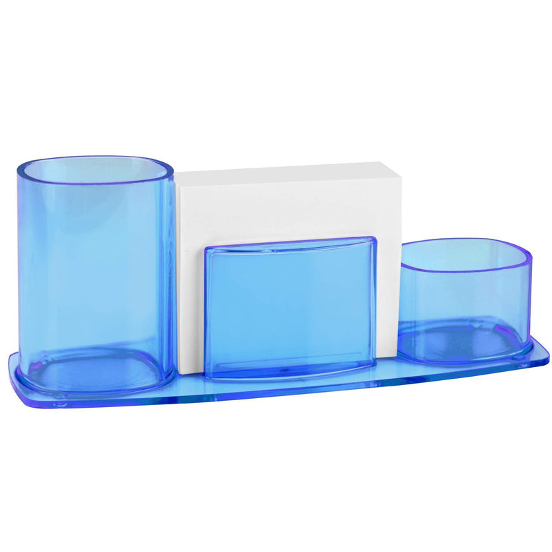Acrimet Millennium Desktop Organizer Pencil Paper Clip Cup Caddy Holder (Plastic) (with Paper) (Clear Blue Color) Clear Blue