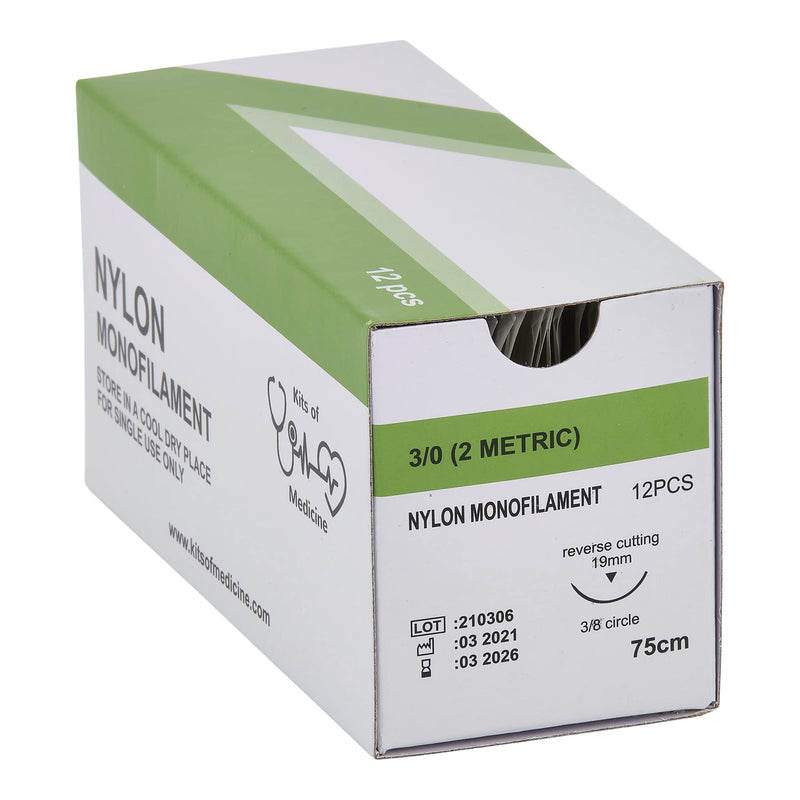 Nylon wound suture thread (pack of 12) | The Best Wound Suture Thread for Educational Practice Only | For medical students, doctors, dentists and veterinarians | Silk 3/0 wound suture thread | Wound suture kit accessory