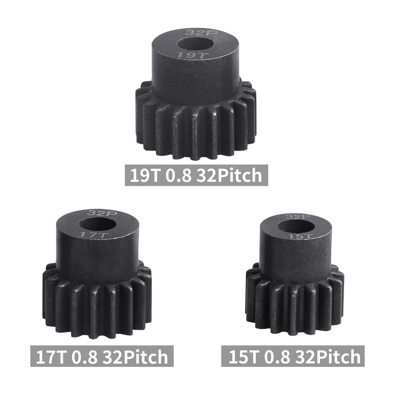 AllinRC 54T 0.8 32 Pitch Metal Steel 3956 Spur Gear with 15T 17T 19T Pinions Gear Sets Motor Gears for 1/10 Traxxas Slash 4x4 4WD/2WD VXL Rustler 2WD/4x4 Rally VXL Stampede 4x4 Summit E-REVO Parts