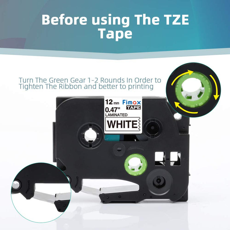 Fimax Compatible Label Tape Replacement for Brother TZe-231 TZe231 P-Touch PTD210 PTH110 PTD600 PT-D400 Cube Label Makers (12mm 0.47 Black on White,10PK) 10