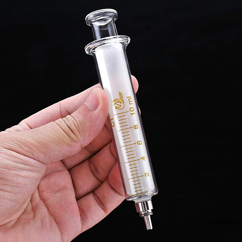 Gufastoe 1 Pack Glass Syringes with Caps 10cc/ml for Laboratory