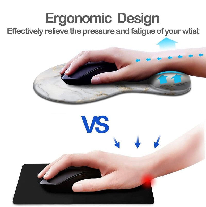 Dooke Ergonomic Mouse Pad with Wrist Support, Cute Mouse Pads with Non-Slip PU Base for Home Office Working Studying Easy Typing & Pain Relief Abstract Marbling