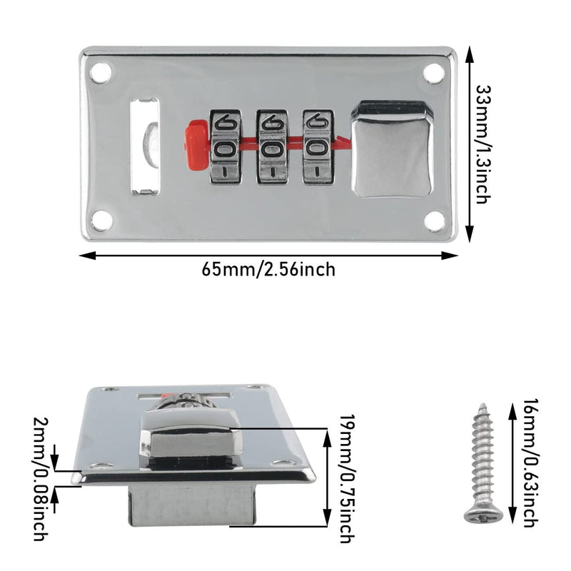 JianLing 2Sets Combination Padlocks, Tool Box Hasp, Luggage Suitcase Hasps, Combination Lock, Tool Box Hasp, Luggage Suitcase Hasps with Combination Lock (with 12 mounting Screws M3x16)