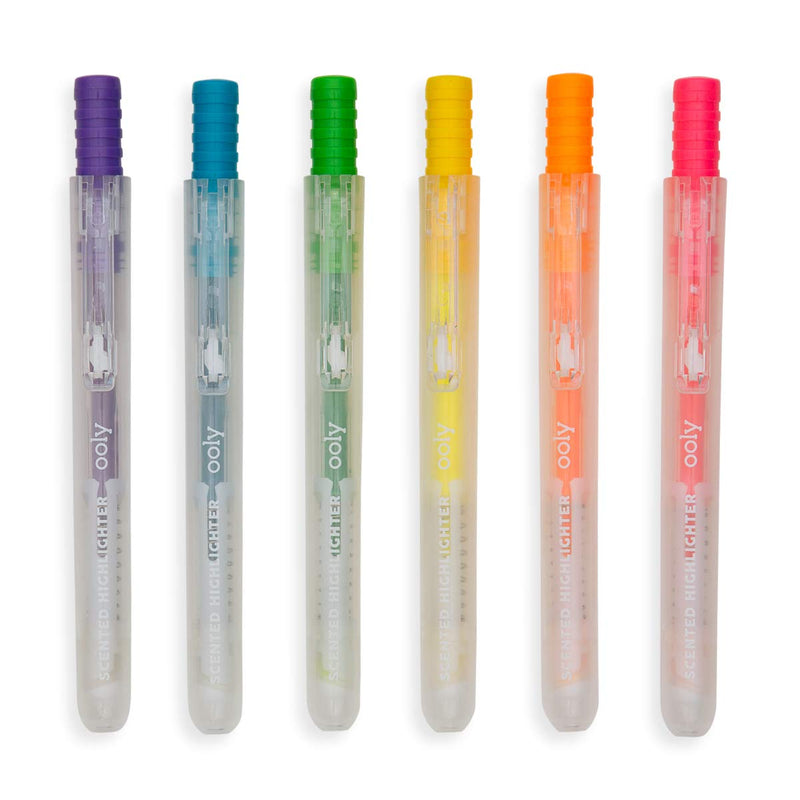 Neon Click Retractable Highlighters, Set of 6- Scented Neon Click Retractable Highlighters