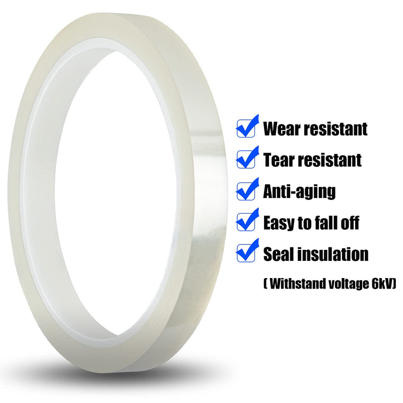 Clear Heat Tape, High Temperature Heat Resistant Tape for Heat Sublimation Press and Heat Transfer Vinyl, Heat Transfer Tape, Thermal Tape, Easy to Remove, No Residue (2 Rolls 0.39inch x 1.3inch)