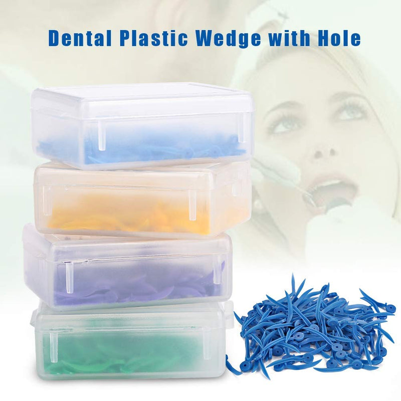 Jadeshay Diastema Wedges,4 Box 4 Color Disposable Plastic Dental Fixing Wedge with Hole