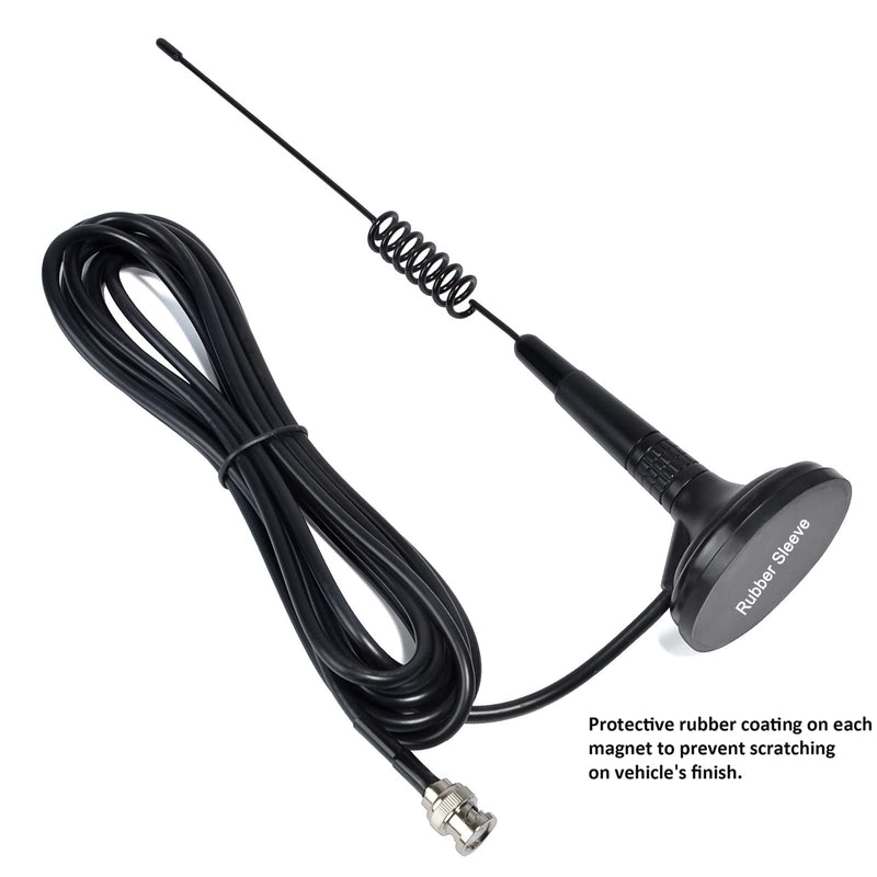 HYS 27Mhz Magnet Mount Stainless Steel CB Antenna, HT Antennas W/13ft Low-Loss RG58U coaxial Cable, BNC Connector for CB Handheld/Portable Radio Compatible with Cobra Midland Uniden Anytone CB Radio