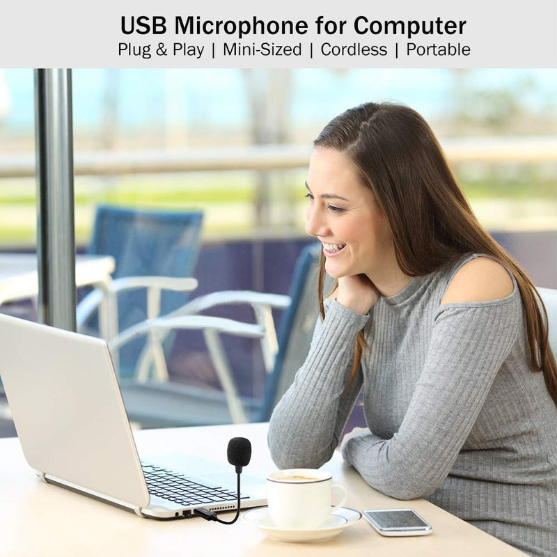Mini USB Microphone for Laptop and Desktop Computer, with Gooseneck & Universal USB Sound Card, Compatible with PC and Mac, Plug & Play, Ideal Condenser Mic for Remote Work, Online Class, CGS-M1