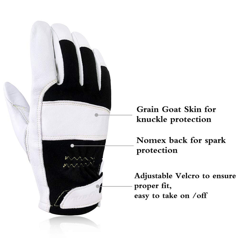 Intra-FIT TIG Welding Gloves, Premium Grain Goatskin, Great Heat Resistance&High Durability&Excellent Grip, True Fit Medium Style 3(nomex Back)