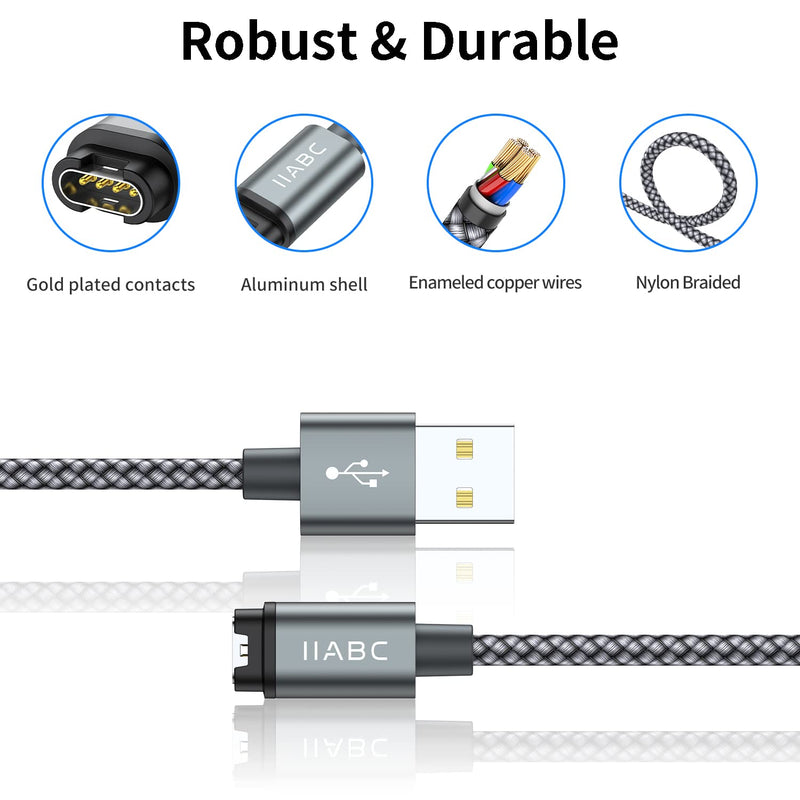 IIABC Charger Cable Compatible with Garmin Watch, 2-Pack 3.3FT USB Charger Cable Data Transfer for Garmin Fenix 5 5S 5X Plus 6 6S 6X Pro 7 7S 7X, Forerunner 45 45S 245 Music 935 945 Charging Cord