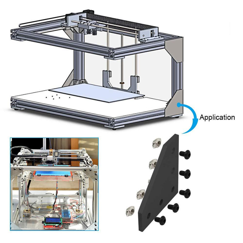 4Sets 20x20 Series L Shape Joint Bracket with Screws and Nuts Interior Corner Connector for 2020 Aluminum Extrusion Profile 3D Printer Frame