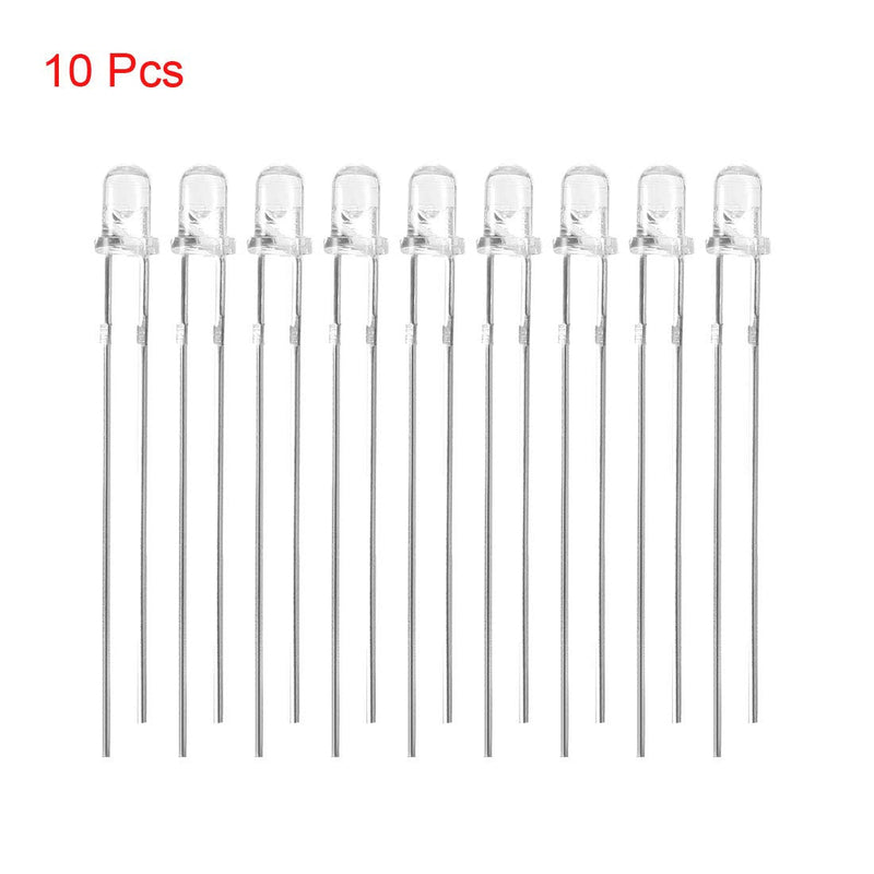 uxcell 10pcs 3mm 940nm Infrared Emitter Diode DC 1.2V LED IR Emitter Light Emitting Diodes Clear Round Head 7 Meters Emission Distance