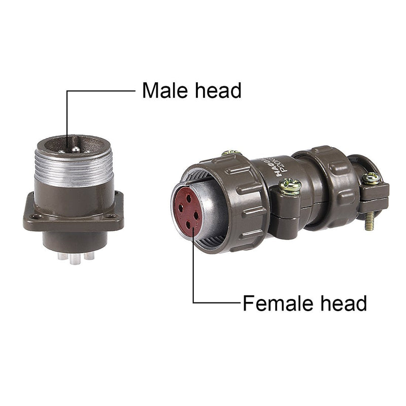 uxcell Aviation Connector, 20mm 4P 25A 220V P20-4 Waterproof Male Wire Panel Power Chassis Metal Fittings Connector Aviation Silver Tone