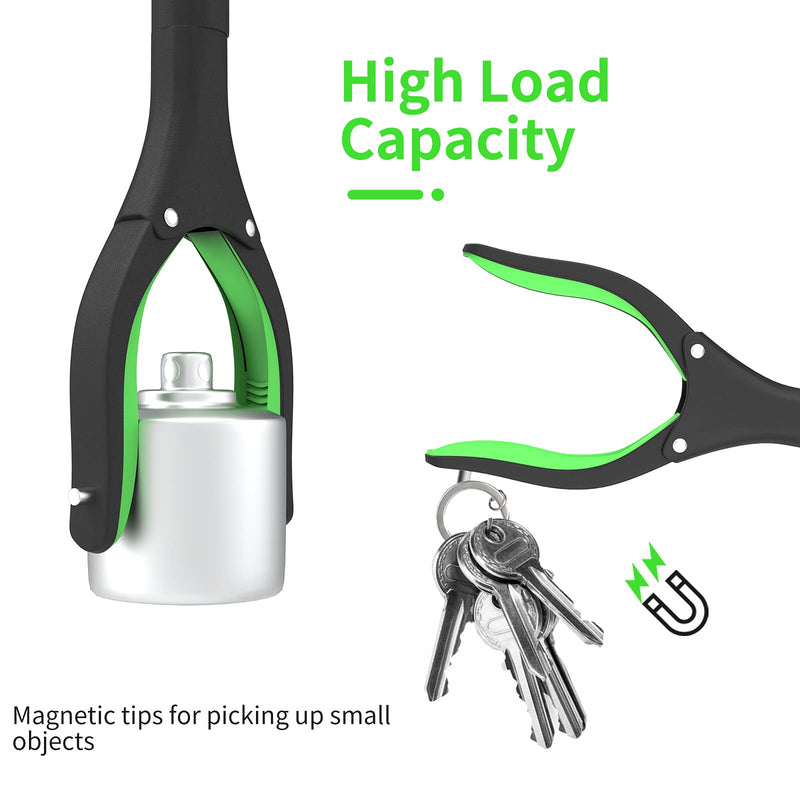 Jellas 2-Pack 32 Inch Grabber Reacher Tool with Shoehorn, 360° Rotating Head Grabber Tool for Elderly, Outdoor and Indoor Trash Picker Grabber(Green) Green