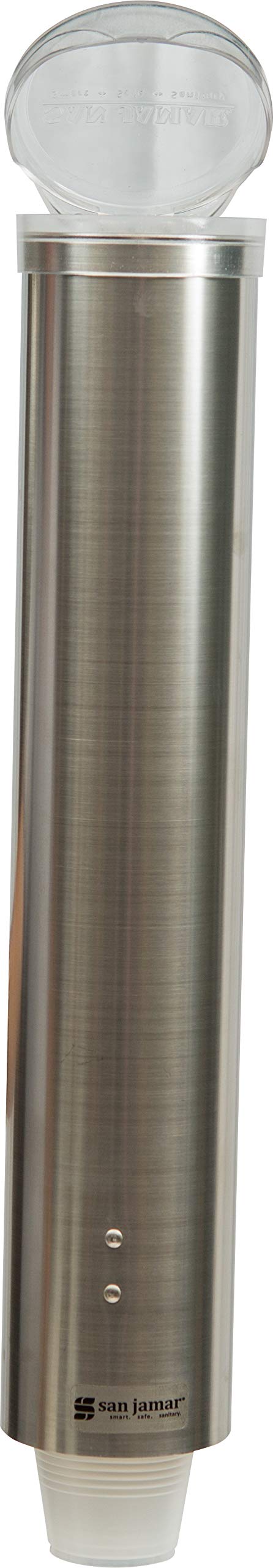 CARLISLE FOODSERVICE PRODUCTS San Jamar C4150SS Stainless Steel Small Water Cup Dispenser with Hinged Flip Cap, 16" Length