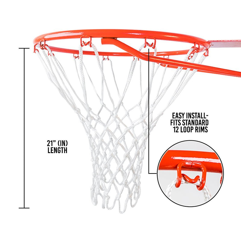 Ultra Sporting Goods Heavy Duty Basketball Net Replacement - All Weather Anti Whip, Fits Standard Indoor or Outdoor Rims - White, 12 Loops