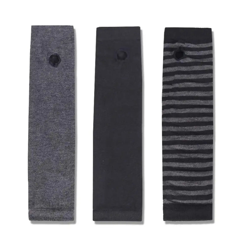 unisex Long Fingerless Gloves for Women Arm Warmers Knit Thumbhole Stretchy Gloves 3pairs（black/Darkgray/Black-gray）