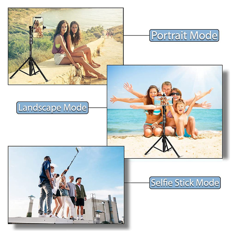 Fugetek 51" Professional Selfie Stick & Tripod, Phone Holder, Extendable, Bluetooth Remote, Portable All in One, Heavy Duty Aluminum, Compatible with iPhone & Android Devices, Non Skid Feet, Black