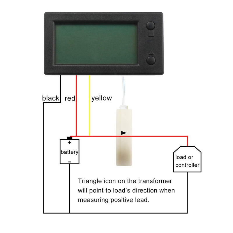 Battery Monitor, DROK Amp Volt Power Watt Meter DC 0-300V 200A STN LCD Display Panel Meter, Current Voltage Energy Capacity Ammeter Voltmeter Multimeter Gauge with Hall Sensor, 2.5m Shielded Wire 98.4"/2.5m Cable