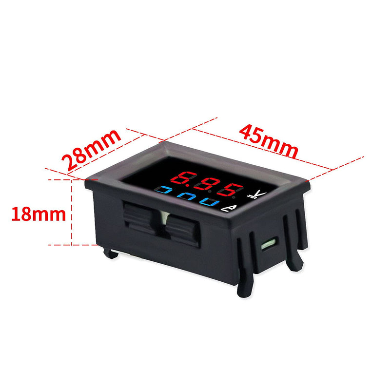 DaFuRui 2Pack 0.56 Inch Mini Digital Voltmeter DC 100V 10A Blue Red LED Amp Dual Digital Display Volt Meter Gauge Car Current Monitor Tester with Connect Wires