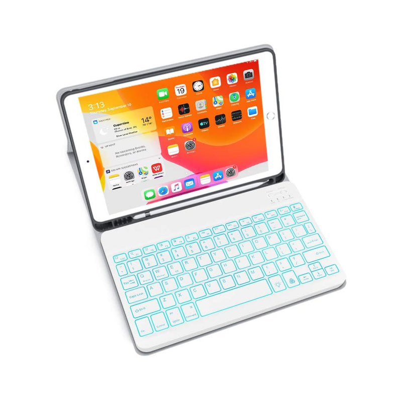 XIWMIX Ultra-Slim Wireless Bluetooth Keyboard - 7 Colors Backlit Universal Rechargeable Keyboard Compatible with iPad Pro/iPad Air/iPad 9.7/iPad 10.2/iPad Mini and Other iOS Android Windows Devices 1-white backlit