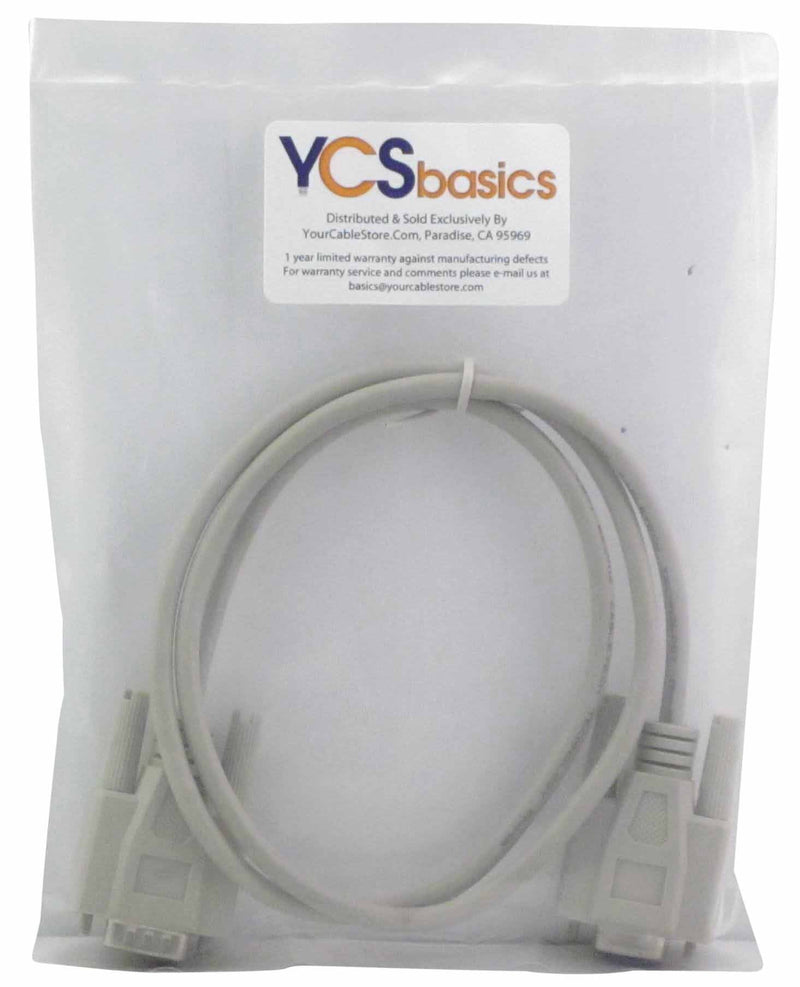 YCS basics 3 Foot DB9 9 Pin Serial / RS232 Male/Female Extension Cable 003 Ft
