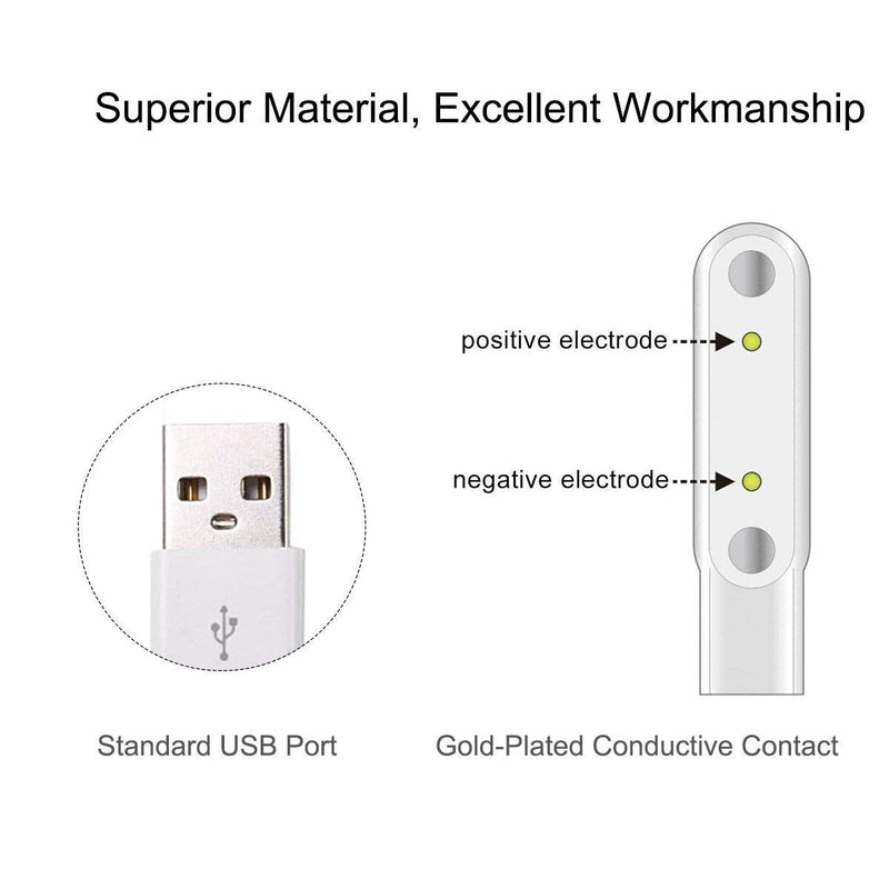 Smartwatch Charging Cable, DOCA High-Speed A 2 Pin Magnetic Suction USB Charging Cable Cord for CS02012,CK11S and CK11C Smart Watch White-2pin