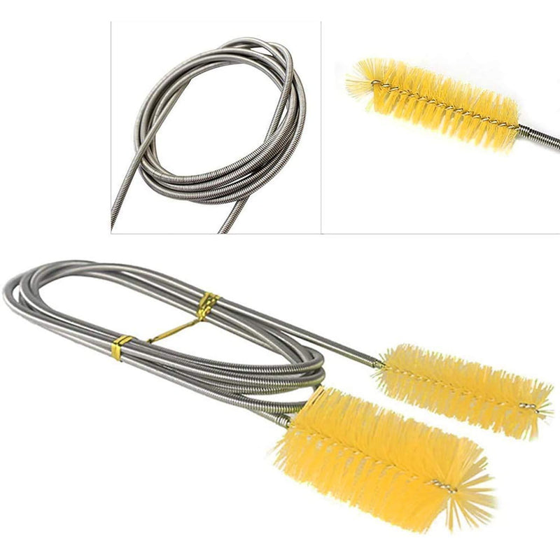 Flexible Drain Brushï¼ŒNylon Cleaner Double Ended Elastic Hose Pipe 67-inch and 2 PCS 8.2-inch Straw Cleaning Brush