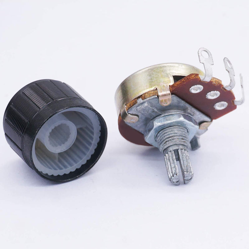 TWTADE / 3pcs 500K Ohm Potentiometer Single Turn Rotary Linear Variable Potentiometer + 3pcs Black Aluminum Alloy knob