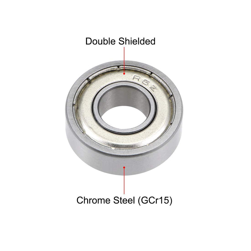 uxcell R6ZZ Deep Groove Ball Bearing 3/8"x7/8"x9/32" Double Shielded ABEC-5 Bearings 10-Pack