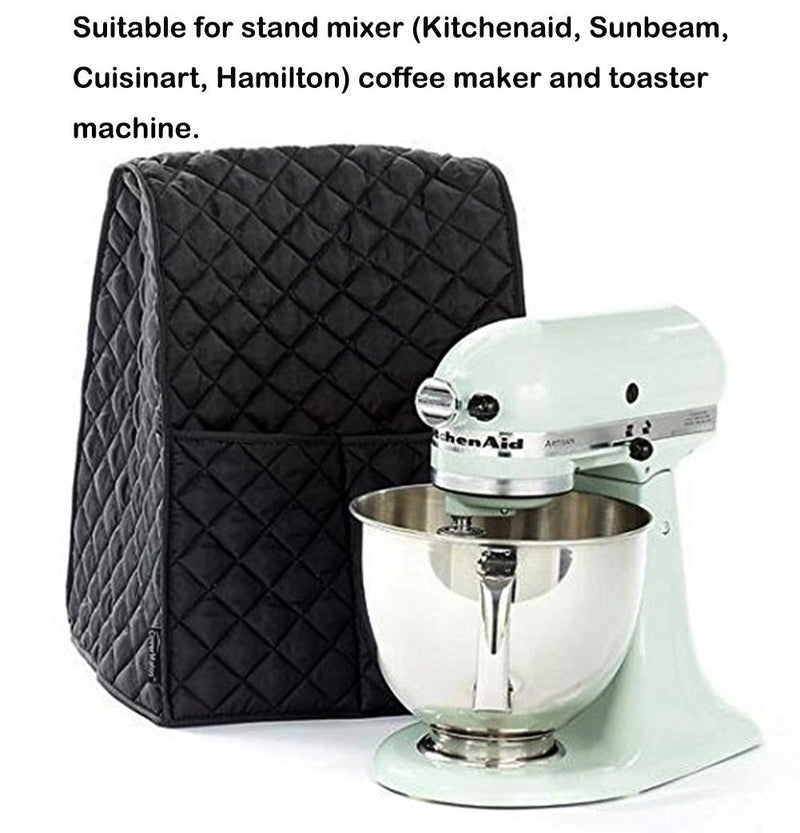 Evermarket Stand Mixer Dust Proof Cover with Pocket and Organizer Bag for Kitchenaid,Sunbeam,Cuisinart,Hamilton Mixer (Black) Black
