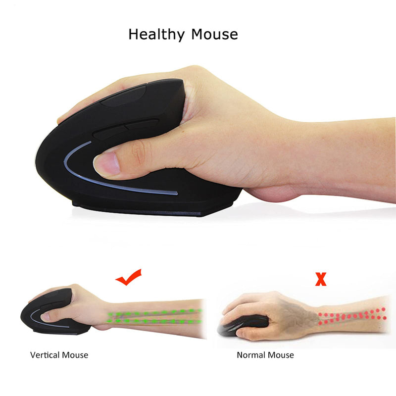 Ergonomic Vertical Wireless Mouse, Rechargeable 2.4GHz Optical Mice 800/1200/1600 DPI 6 Buttons for Laptop, PC, Computer, Desktop, Notebook