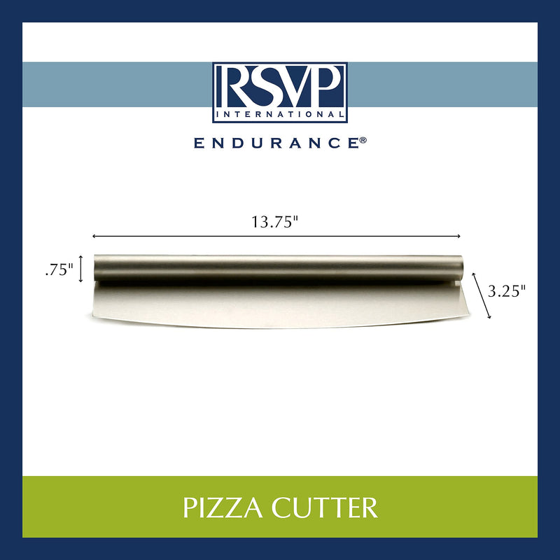 RSVP International Endurance Rocker Style Stainless Steel Pizza Cutter, 14" | Sharp & Versatile Cutter | Chop & Slice Cakes & Pizzas with Ease | Dishwasher Safe