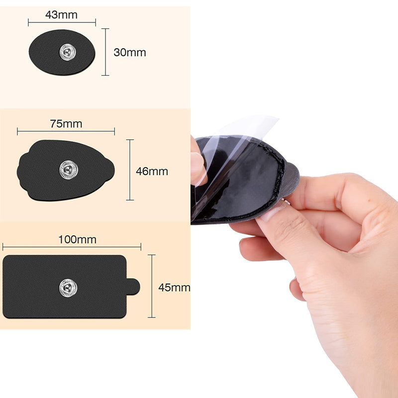 Belifu TENS Unit Electrode Pads Reusable Self-Adhesive Replacement Massage Pads Latex Free, Standard Connection Snap on 3.5mm Cable for Tens EMS Massager