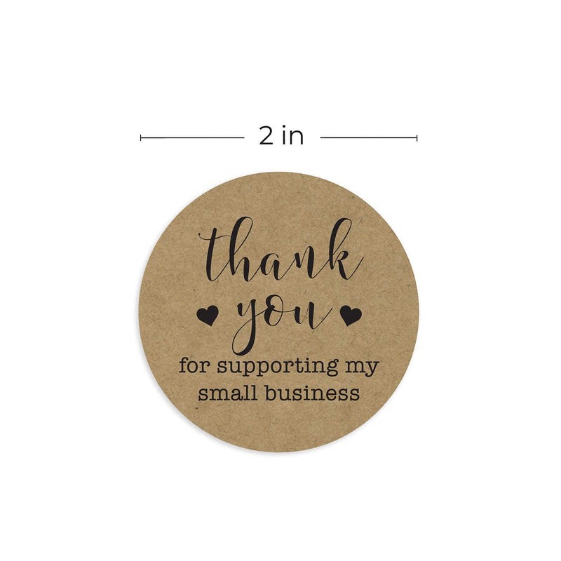 2 Inch Round Kraft Thank You for Supporting My Small Business Stickers / 500 Labels Per Roll