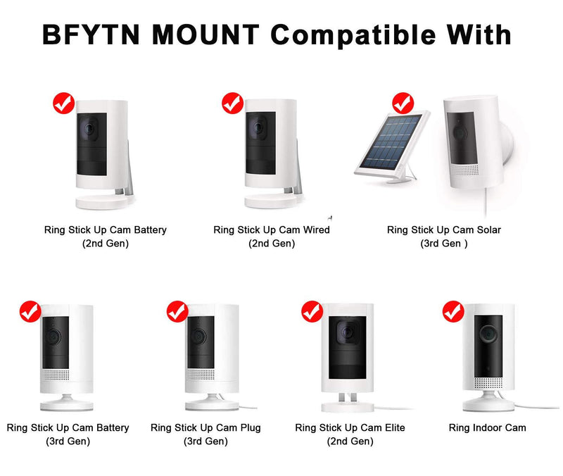 3 Pack BFYTN Wall Mount Compatible with Ring Stick Up Cam Wired/Battery and Ring Indoor Cam HD Security Camera,360 Degree Adjustable Mounting Bracket (White) White