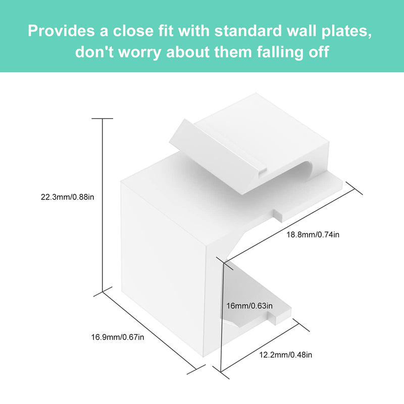 LEENUE Blank Keystone Jack Inserts in White for Wall Plate and Patch Panel 10-Pack