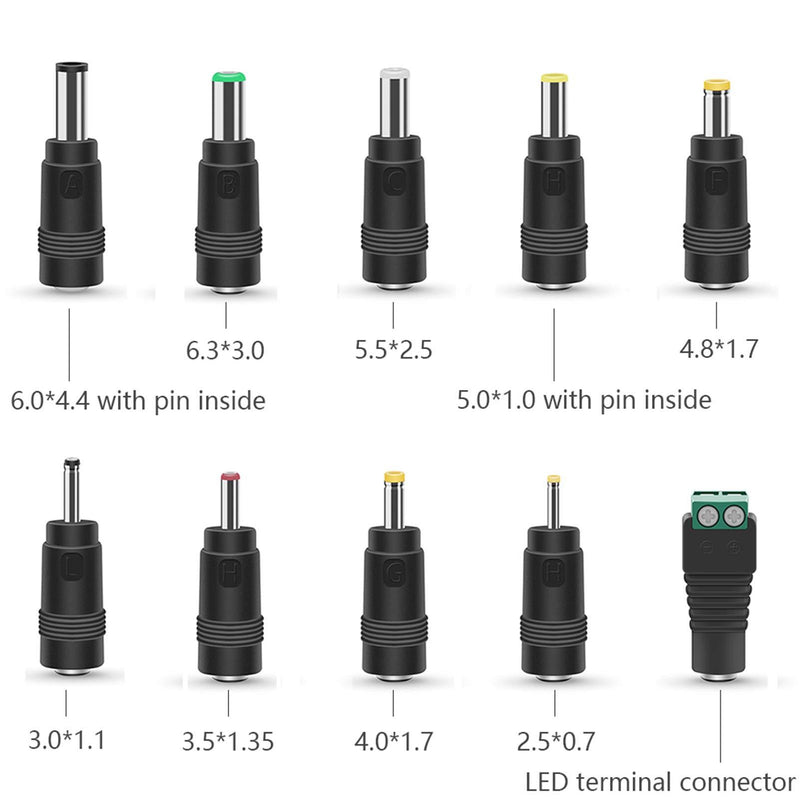 UL Listed 12V 1A 0.6A 0.5A Power Supply 12W Charger AC Adapter 12.0V 1000mA 800mA 600mA 500mA 300mA Regulated 12Volt DC Switching Power Cord Plug with 10 Interchangeable Jacks PERFEIDY