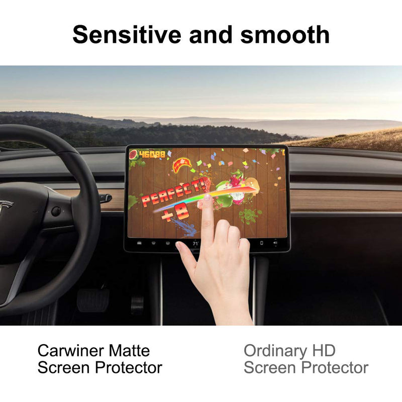 Carwiner Matte Screen Protector Compatible with Tesla Model 3 Model Y 15" Center Control Touch Screen Car Navigation Tempered Glass Accessories 9H Anti-Glare Anti-Fingerprint