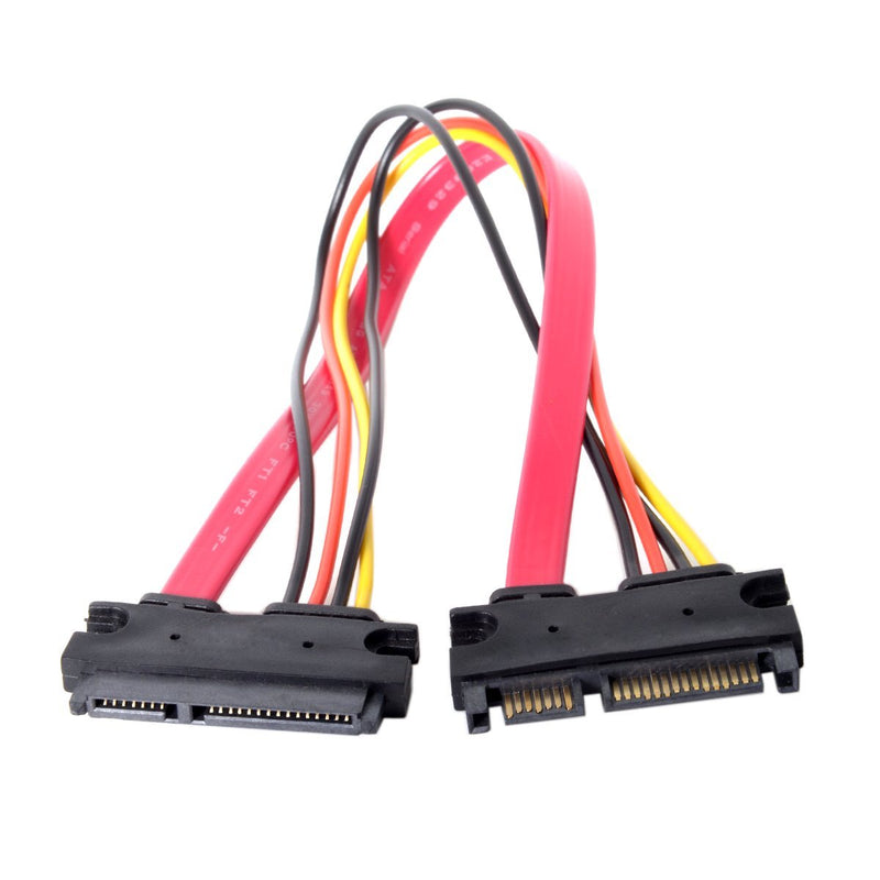 Cablecc SATA III 3.0 7+15 22 Pin SATA Male to Female Data Power Extension Cable 30cm Red Color
