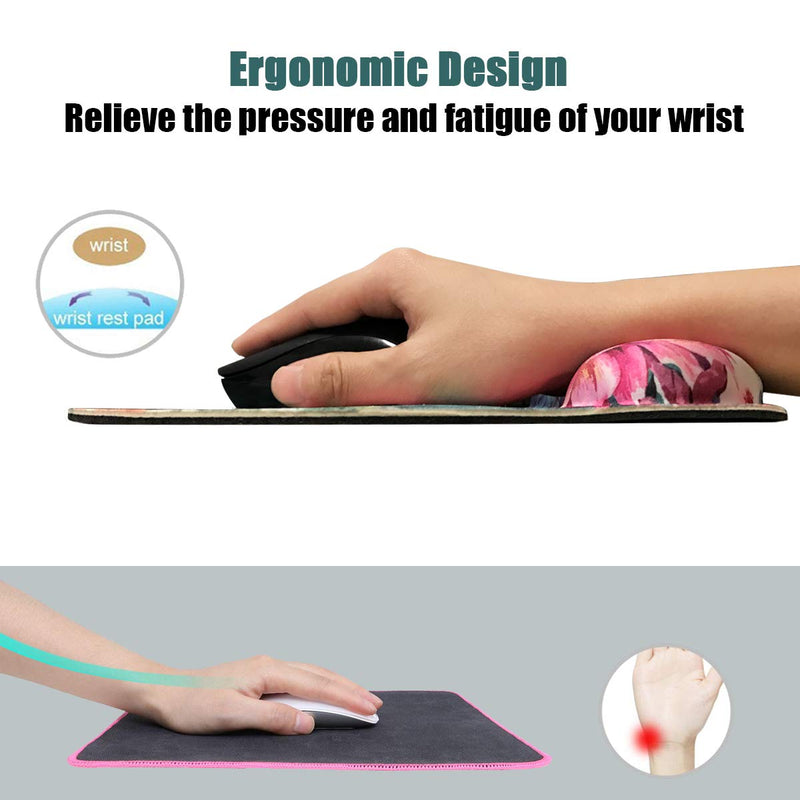 Ergonomic Mouse Pad with Wrist Support,Dooke Cute Wrist Pad with Non-Slip Rubber Base for Computer, Laptop, Home Office Gaming, Working, Easy Typing & Pain Relief