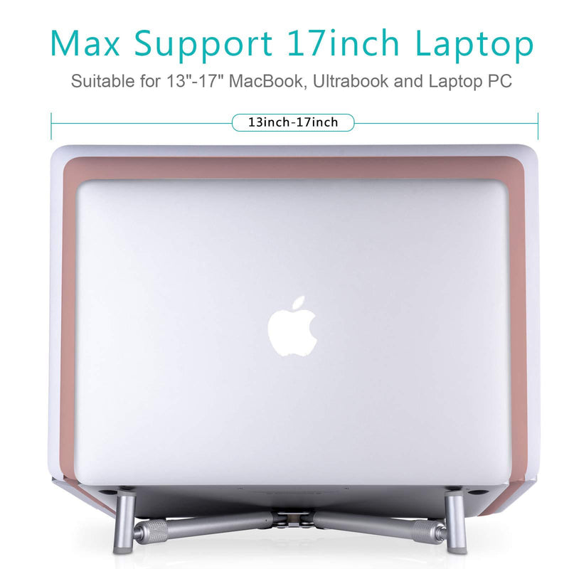 Jubor Laptop Base Stand for MacBook Pro Computer Lap Notebook, Adjustable Laptop Riser Cooling Aluminium Ventilated Portable Foldable Ergonomic Holder for 13" 15" 17" Screen